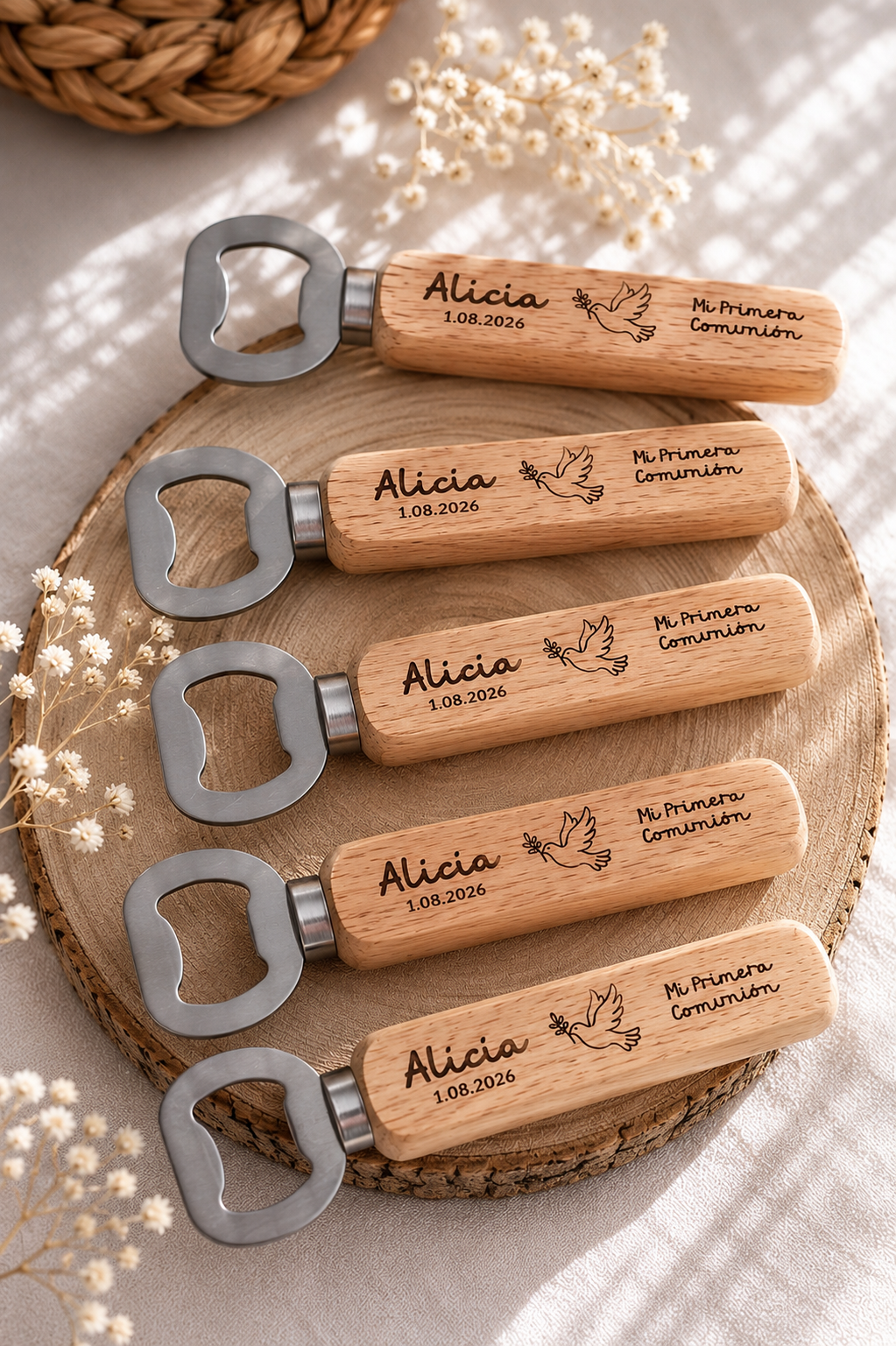 Abridor madera personalizado eventos