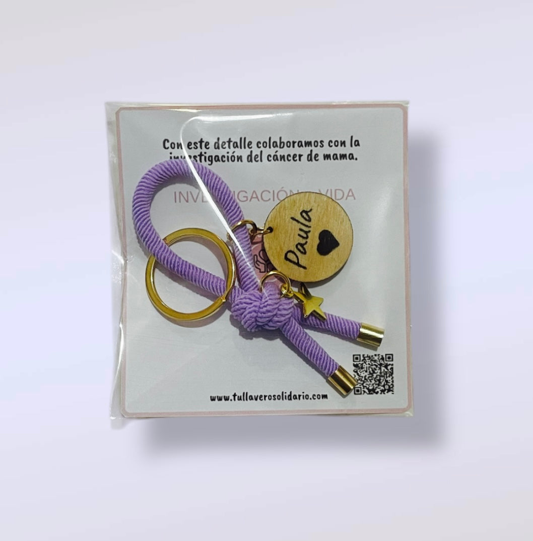 Llavero nudo chapita madera personalizada