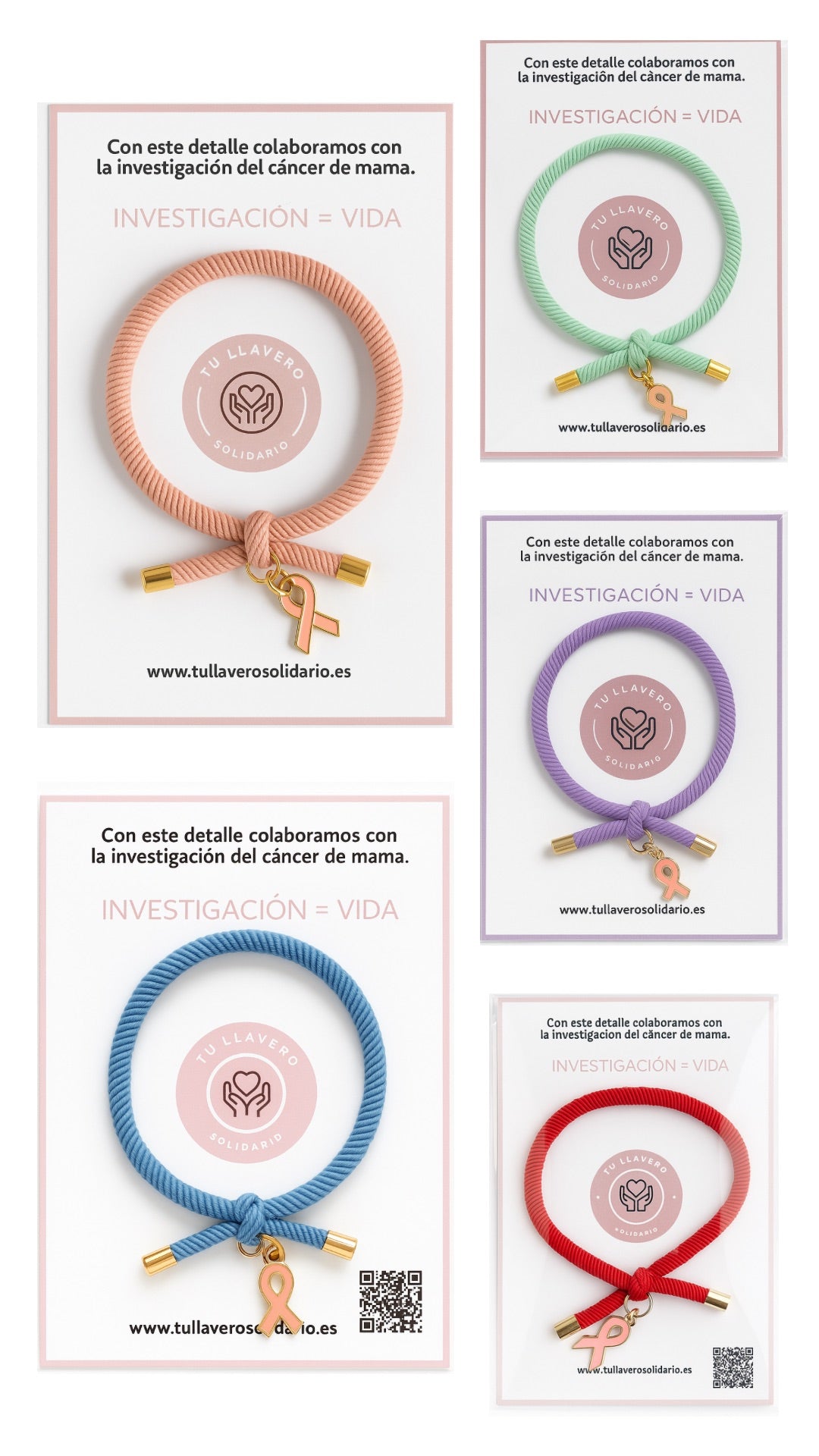 Pulsera solidaria nudo cáncer de mama