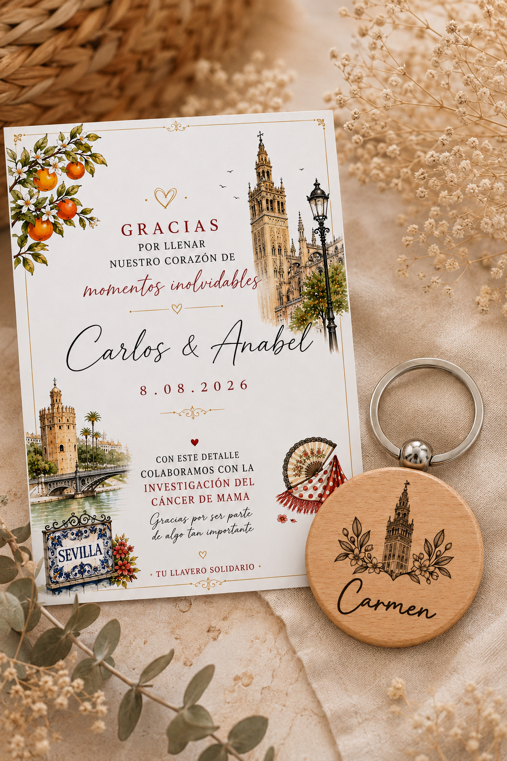 Llavero de madera personalizado eventos