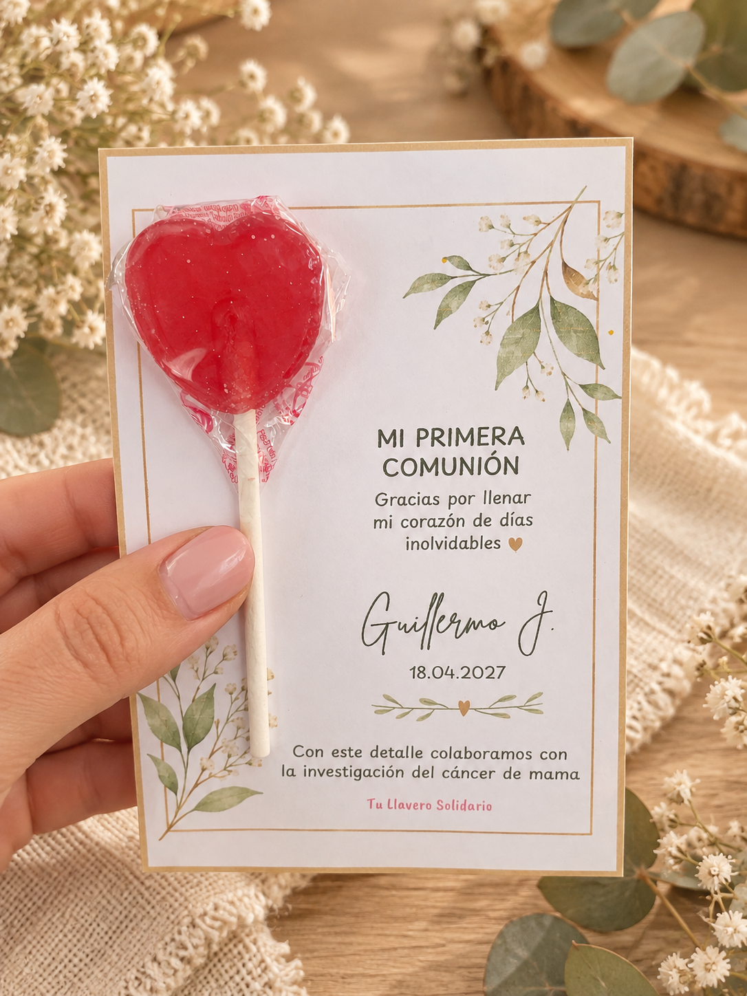 Tarjeta + piruleta corazón