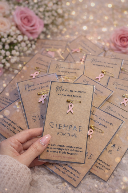 Imperdibles solidario lazo cáncer de mama