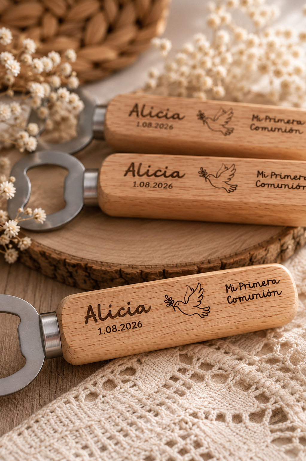 Abridor madera personalizado eventos