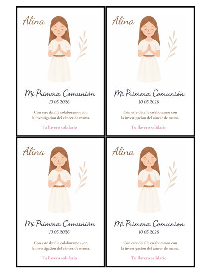 Pulsera comunión cruz chapita