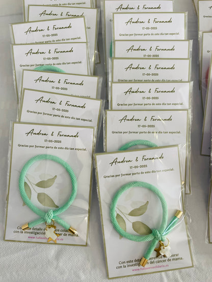 Pulsera solidaria nudo cruz nacarada comunión