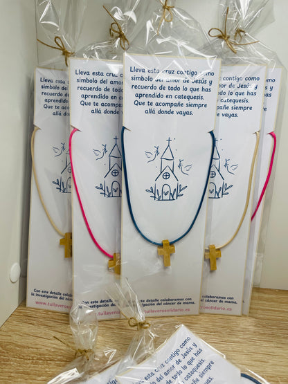 Collar cruz madera
