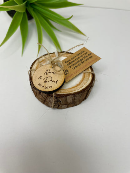 Vela tronco de madera solidario