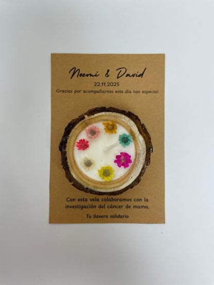 Vela tronco de madera solidario