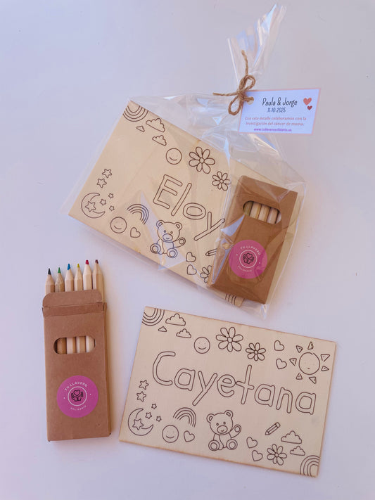 Nombres de madera para colorear personalizado para eventos