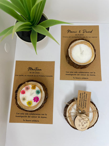 Vela tronco de madera solidario