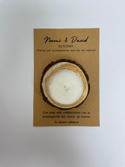 Vela tronco de madera solidario