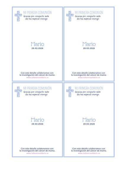 Pulsera comunión cruz chapita