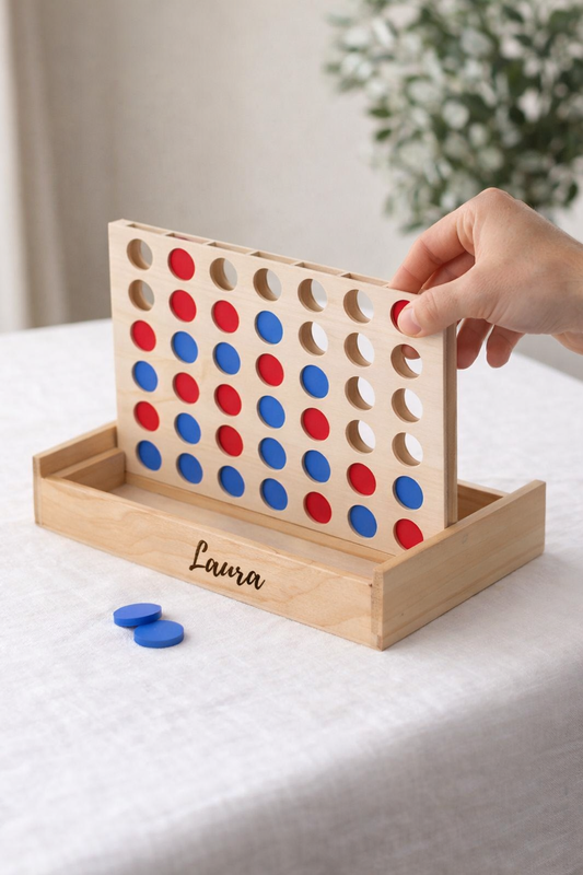 4 en raya de madera personalizado