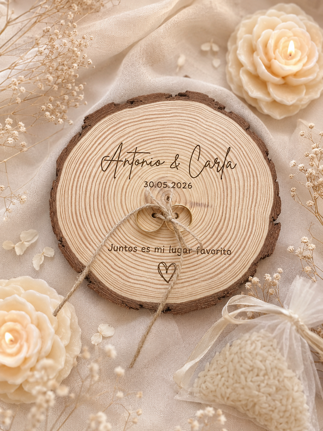 Porta alianzas  madera personalizada