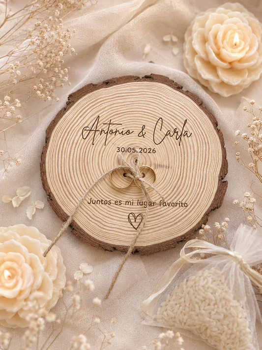 Porta alianzas  madera personalizada