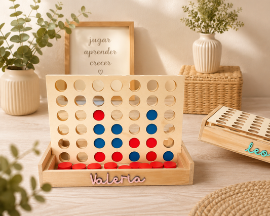 4 en raya de madera personalizado