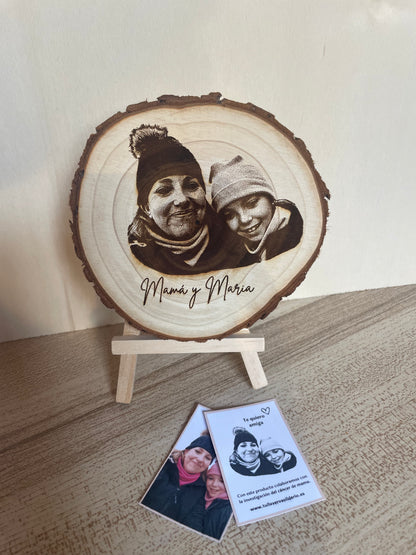 Retratos rodaja de madera personalizada