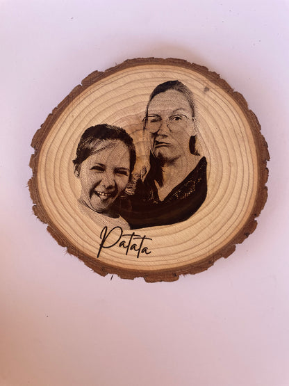 Retratos rodaja de madera personalizada