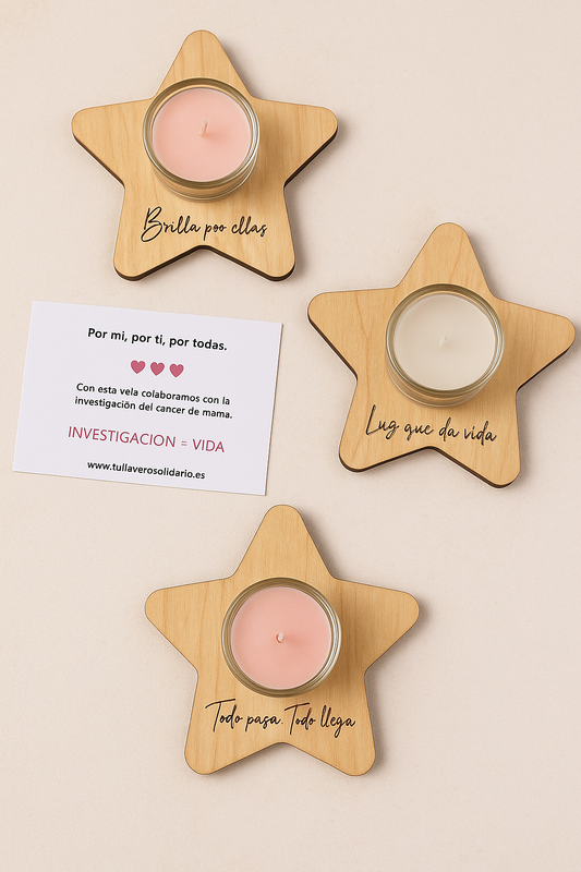 Porta vela estrella + 2 velas