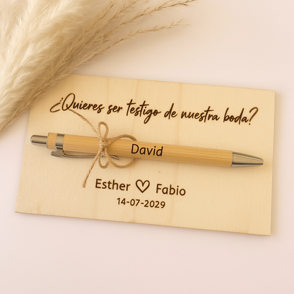 Bolígrafo + tabla madera