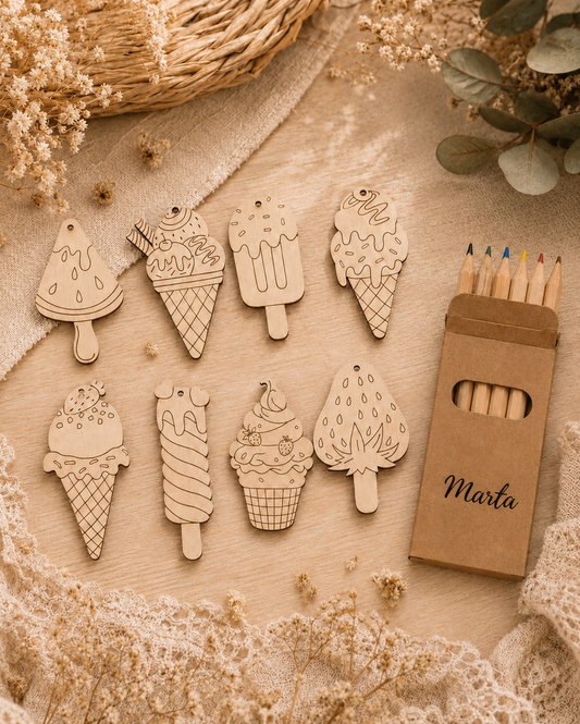 Figuras madera para colorear
