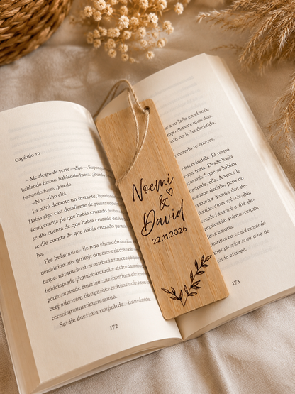 Marcapáginas madera personalizados eventos