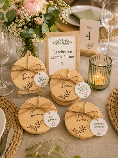 Posavasos bambú personalizados