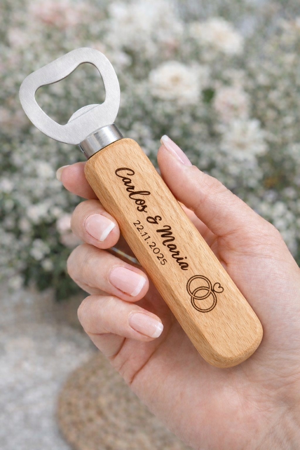 Abridor madera personalizado eventos