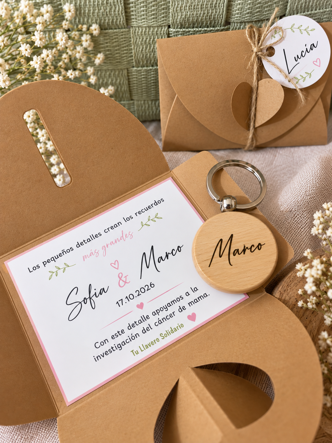 Llavero de madera personalizado eventos