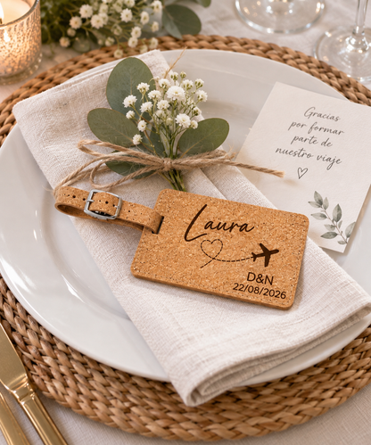 Etiqueta Maleta de corcho personalizada