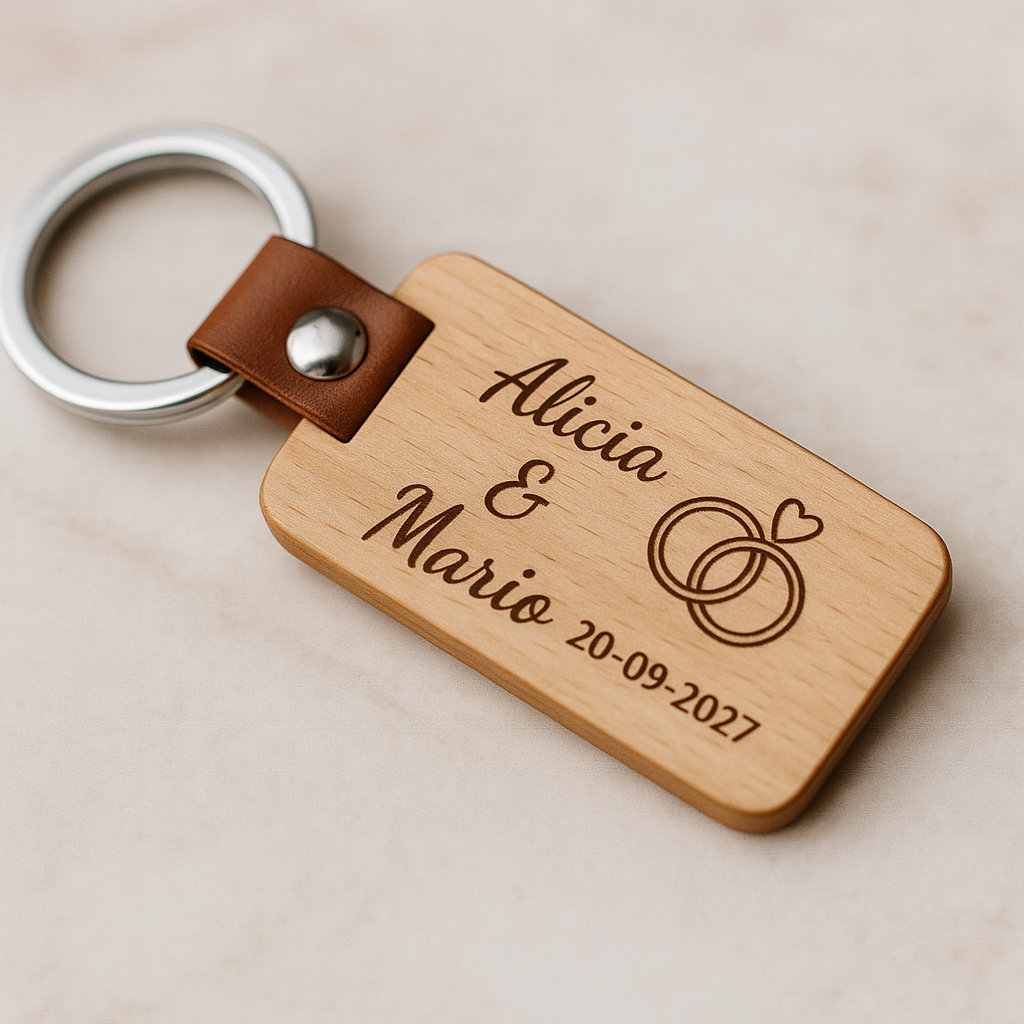 Llavero rectangular madera personalizado eventos