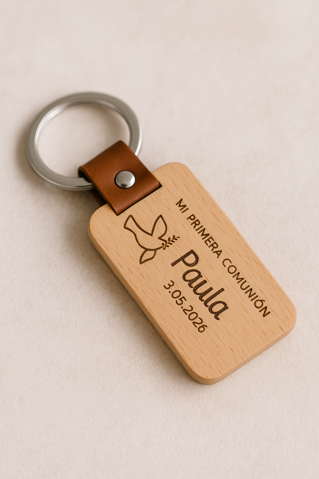 Llavero rectangular madera personalizado eventos