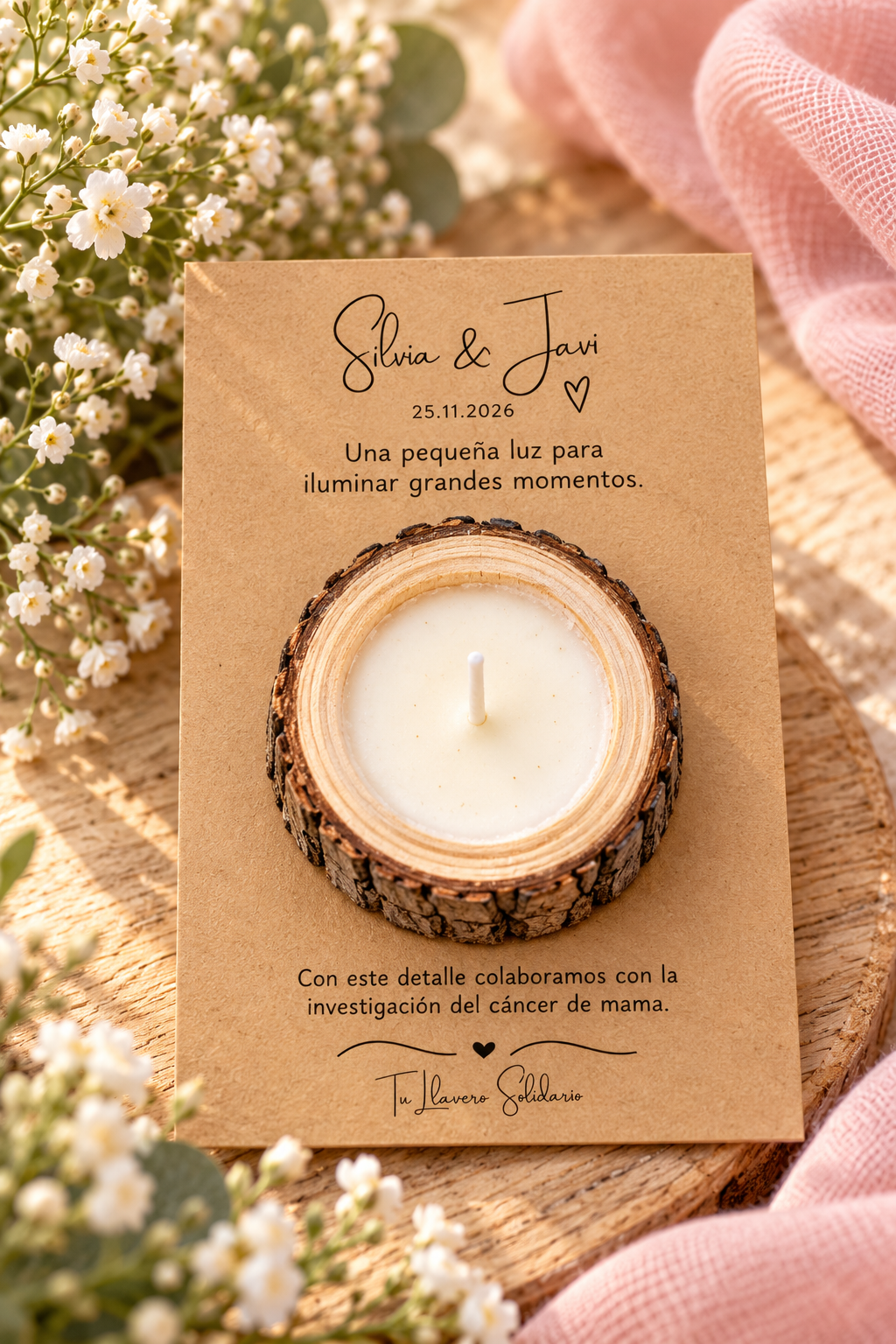 Vela en tronco personalizada