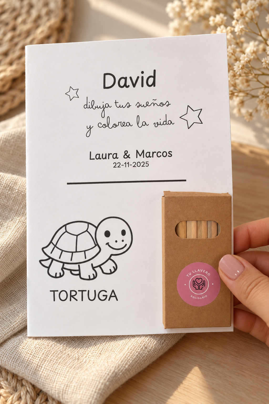 Lámina para colorear personalizada con lápices