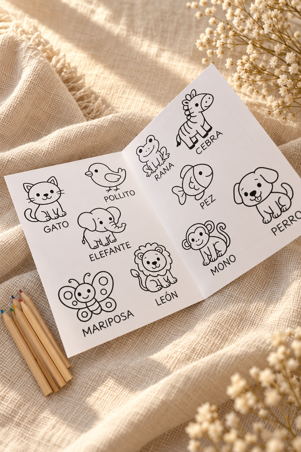 Lámina para colorear personalizada con lápices