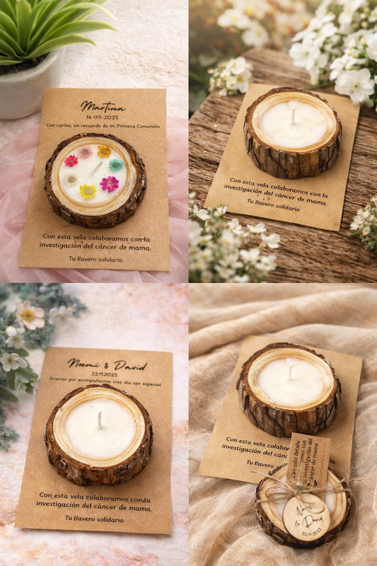 Vela tronco de madera solidario