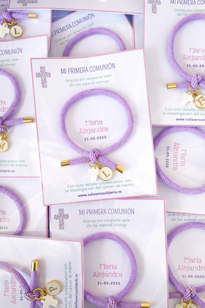 Pulsera solidaria nudo cruz nacarada