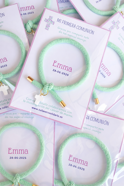 Pulsera solidaria nudo cruz nacarada