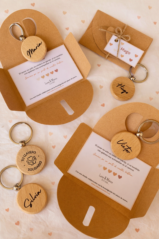 Llavero redondo madera personalizado eventos