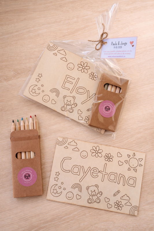 Nombres de madera para colorear personalizado para eventos