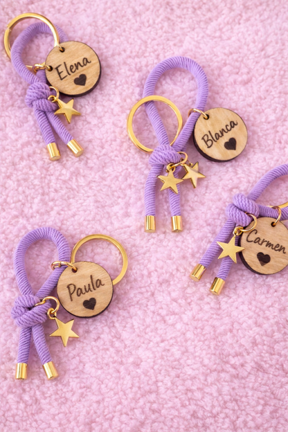 Llavero nudo chapita madera personalizada