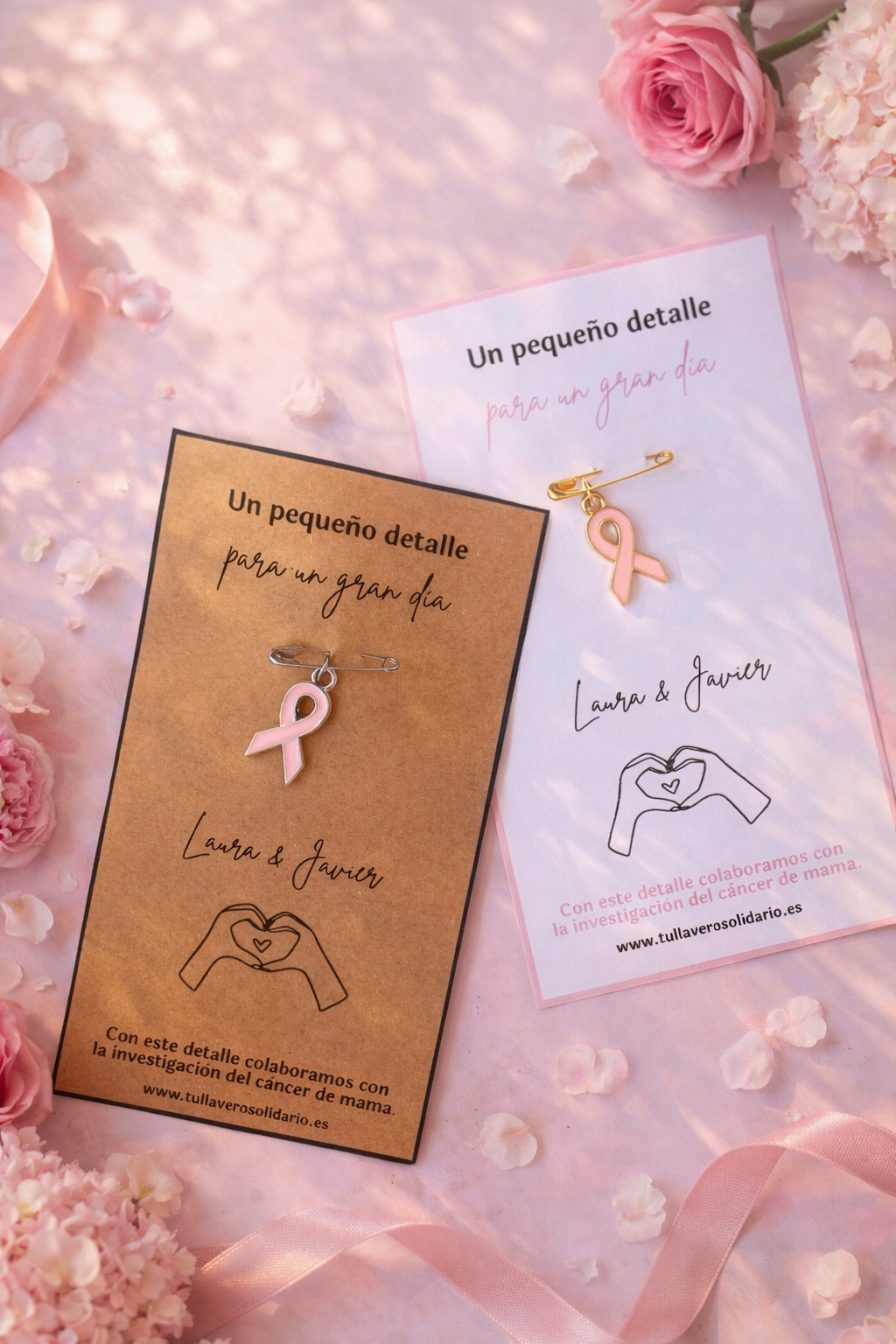 Imperdibles solidario lazo cáncer de mama