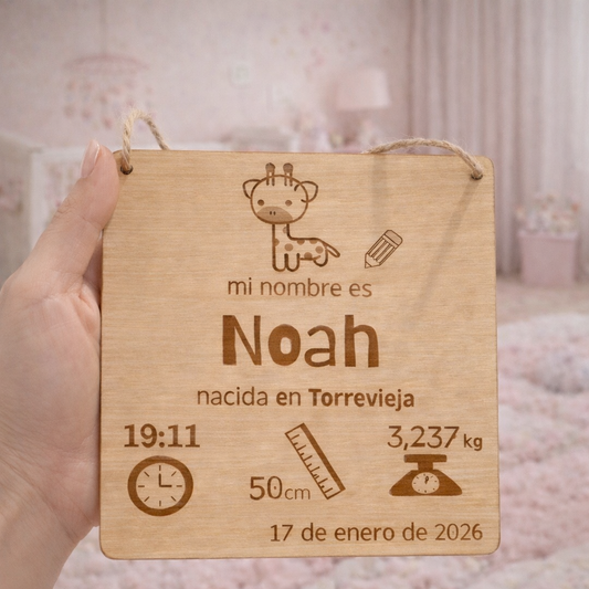 Natalicio madera para bebé