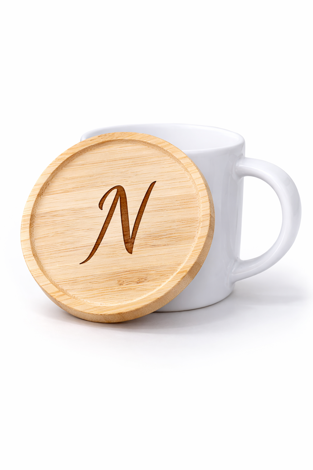 Taza con tapa madera personalizada
